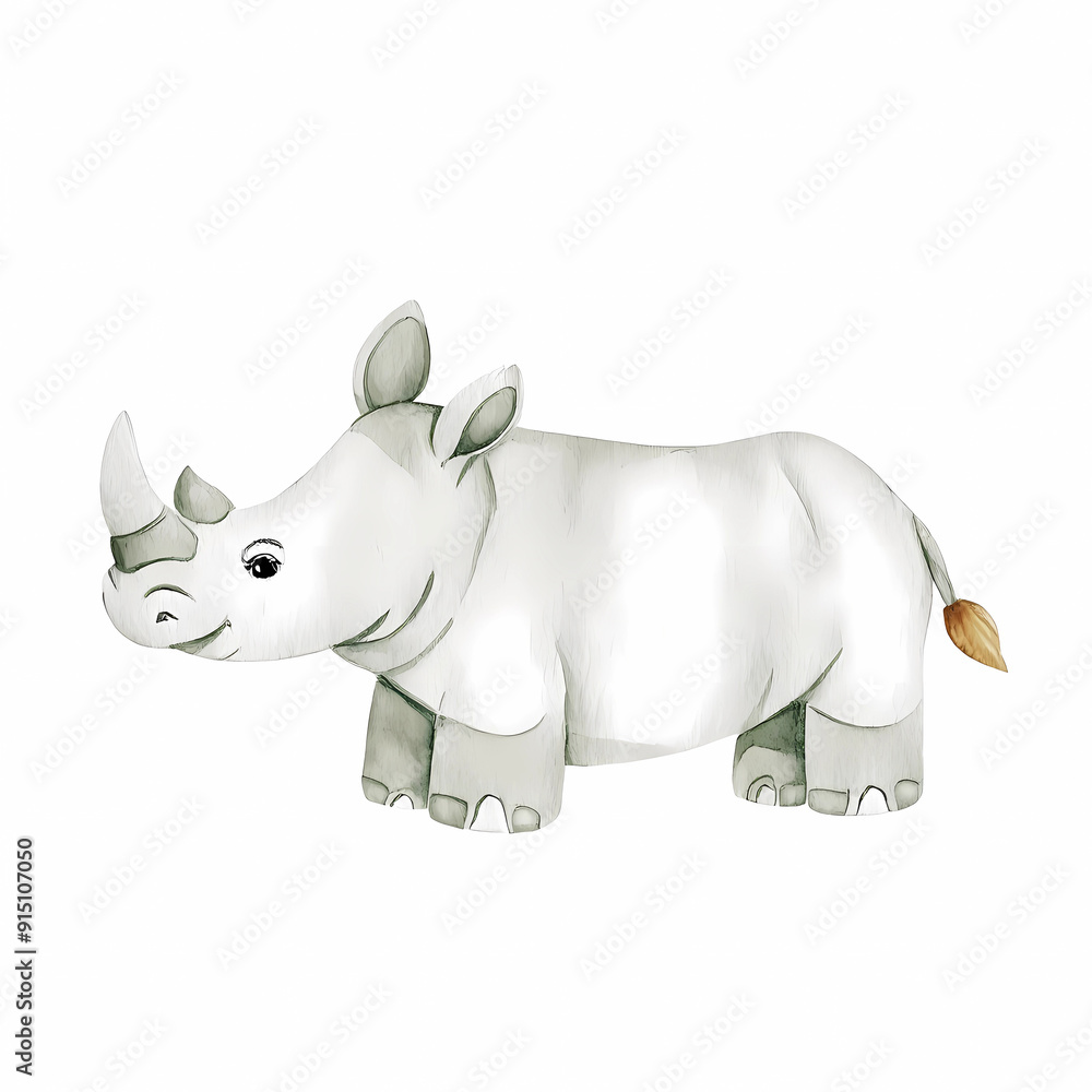 Fototapeta premium cute animal in watercolor for nursery prints on white background, generated ai