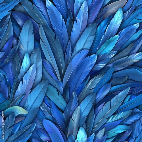 Wallpaper Mural Blue Color Feathers Background, Rainbow Tint Colored Plumage, Scaly Wings Texture, Copy Space Torontodigital.ca