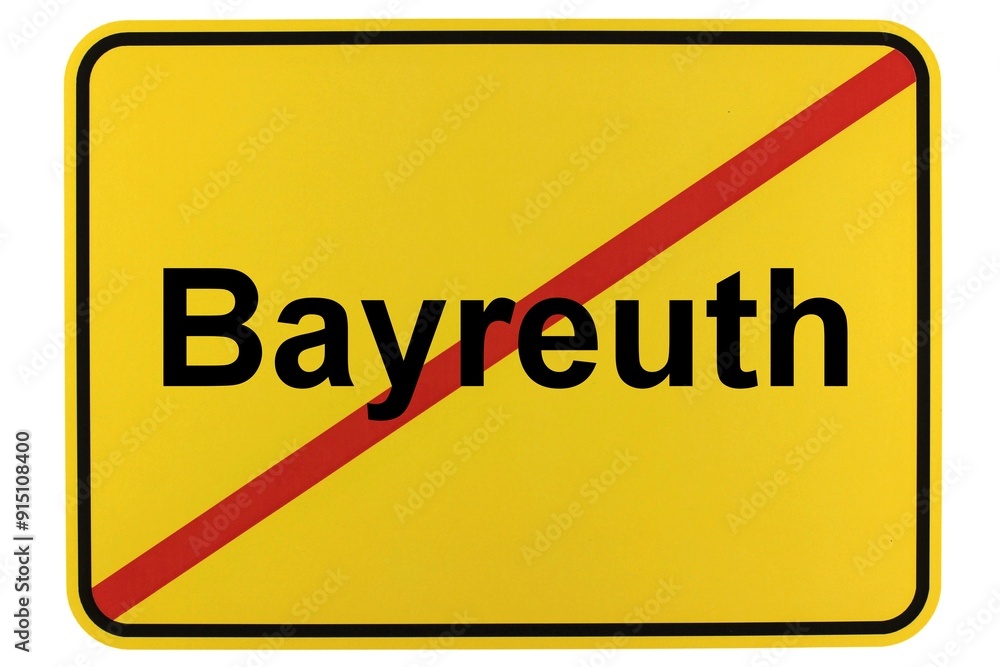 Illustration eines Ortsschildes der Stadt Bayreuth in Bayern Illustration eines Ortsschildes der Stadt Bayreuth in Bayern