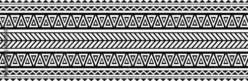 Polynesian tattoo design tribal border.Tribal design ethnic ornament maori band.Samoan Tattoo ribbon sleeve bracelet.Fabric seamless isolated hawaiian armband pattern on white background.