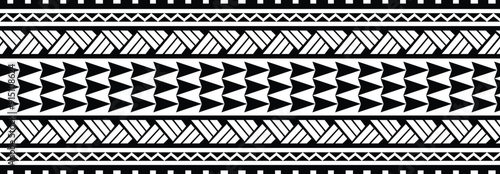 Polynesian tattoo tribal band design. Samoan tattoo tribal ornament border. Decorative seamless pattern.