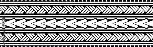 Polynesian tattoo design tribal border.Tribal design ethnic ornament maori band.Samoan Tattoo ribbon sleeve bracelet.Fabric seamless isolated hawaiian armband pattern on white background.