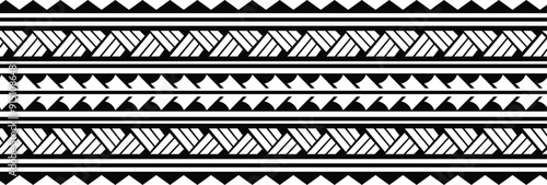 Polynesian tattoo tribal band design. Samoan tattoo tribal ornament border. Decorative seamless pattern.