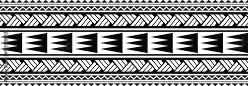 Polynesian tattoo tribal band design. Samoan tattoo tribal border. Decorative seamless pattern.