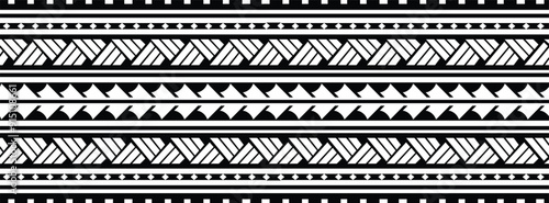 Polynesian tattoo tribal band design. Samoan tattoo tribal ornament border. Decorative seamless pattern.