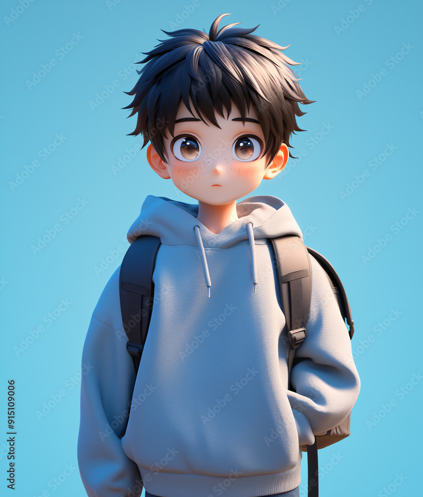 3D cartoon cute boy student illustration 3D cartoon cute boy student illustration