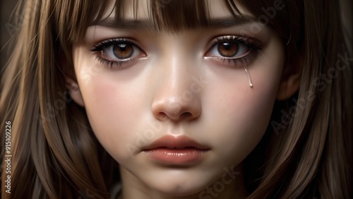 Wallpaper Mural sad crying girl in anime style close up Torontodigital.ca