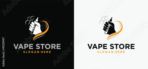 vape shop logo. E-cigarette shop logo. design for future e-cigarette and vape logo.