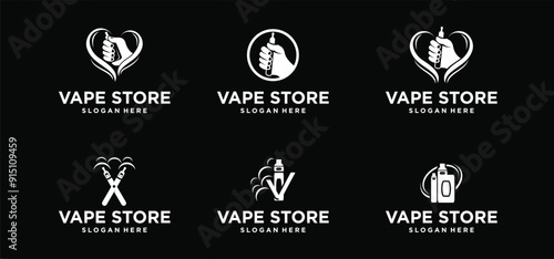 vape shop logo. E-cigarette shop logo. design for future e-cigarette and vape logo.