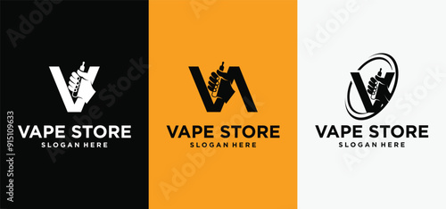 vape shop logo. E-cigarette shop logo. design for future e-cigarette and vape logo.