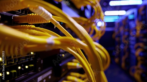 Network Server with Yellow Cables