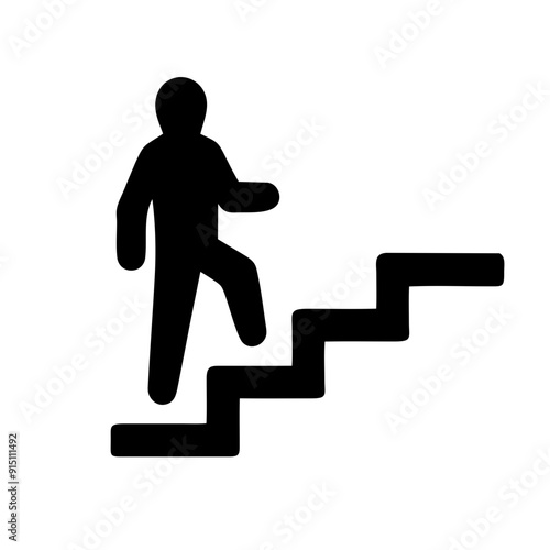 Walking up staircase or stairs sign flat vector icon for apps and print