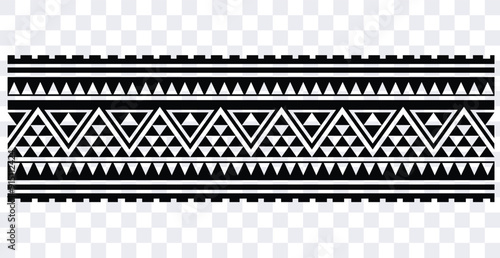 Polynesian pattern tribal tattoo border. Tribal tattoo geometric fore arm samoan band.Tattoo eps forearm samoan sleeve bracelet.Fabric seamless isolated hawaiian pattern on white background.