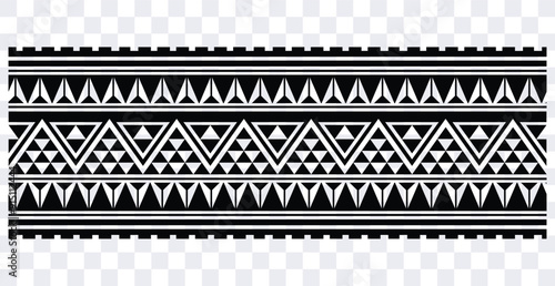 Polynesian tattoo design tribal border.Tribal design ethnic ornament maori band.Samoan Tattoo ribbon sleeve bracelet.Fabric seamless isolated hawaiian armband pattern on white background.