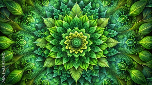 Digital Painting of a Green Floral Mandala - Nature's Embrace