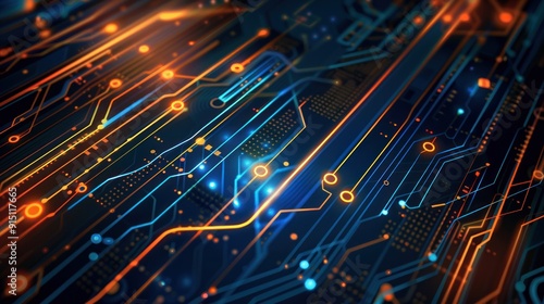 Abstract Futuristic Circuit Board Design