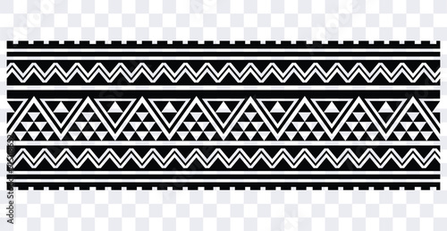 Polynesian pattern tribal tattoo border. Tribal tattoo geometric fore arm samoan band.Tattoo eps forearm samoan sleeve bracelet.Fabric seamless isolated hawaiian pattern on white background.