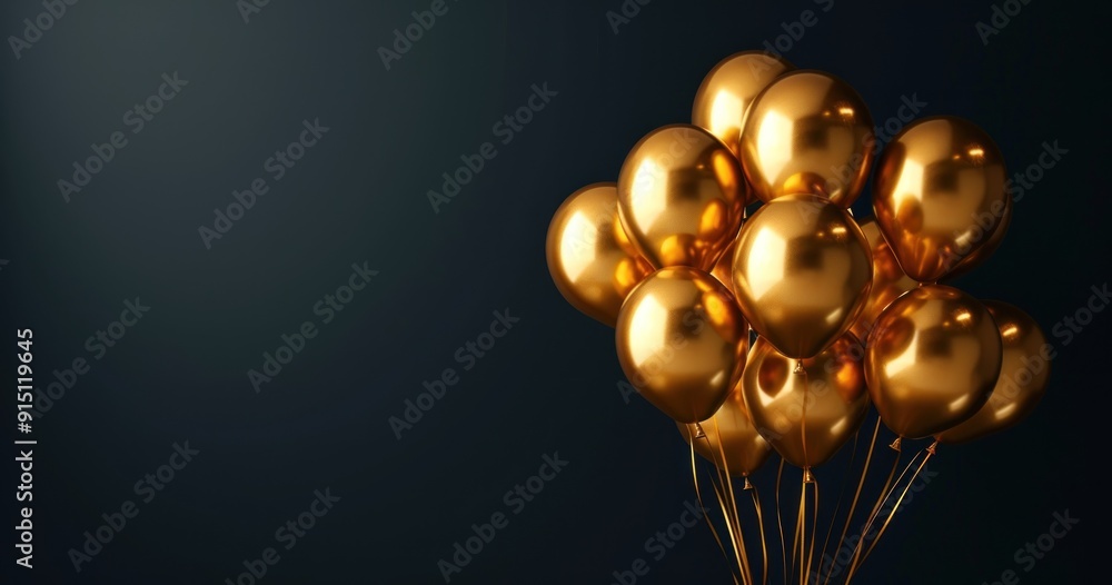Golden Balloons Against a Dark Background Golden Balloons Against a Dark Background