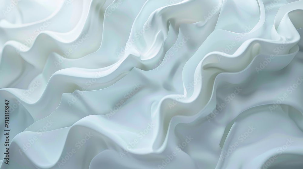 Obraz premium The soft, white fabric lays in gentle waves, creating a calm and elegant texture for various applications