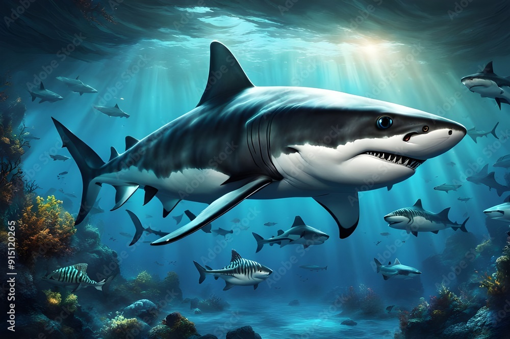 Naklejka premium shark in the sea