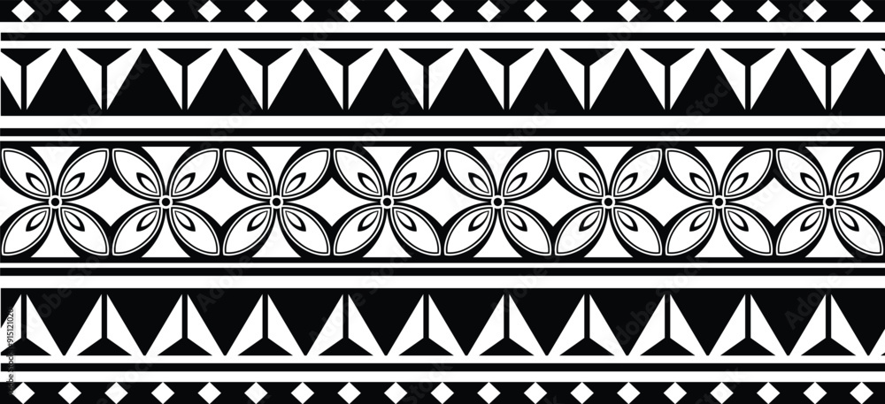 Polynesian tattoo design tribal border.Tribal design ethnic ornament maori band.Samoan Tattoo ribbon sleeve bracelet.Fabric seamless isolated hawaiian armband pattern on white background. Polynesian tattoo design tribal border.Tribal design ethnic ornament maori band.Samoan Tattoo ribbon sleeve bracelet.Fabric seamless isolated hawaiian armband pattern on white background.