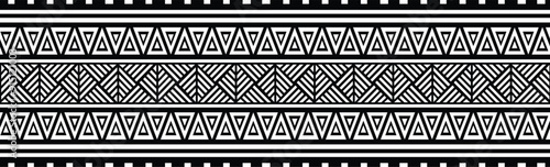 Polynesian tattoo design tribal border.Tribal design ethnic ornament maori band.Samoan Tattoo ribbon sleeve bracelet.Fabric seamless isolated hawaiian armband pattern on white background.