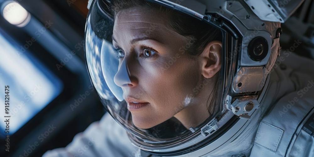 A close-up shot of a person wearing a space suit, highlighting the details and features A close-up shot of a person wearing a space suit, highlighting the details and features
