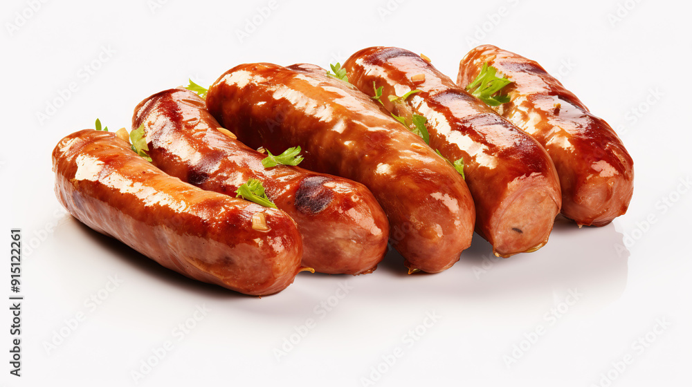 Grilled sausages on white background Grilled sausages on white background