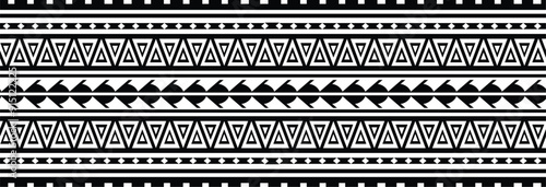 Polynesian tattoo tribal band design. Samoan tattoo tribal border. Decorative seamless pattern.