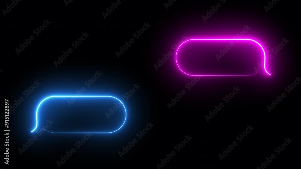 neon animation of text balloons clip art, fast moving blue and pink rays to both sides. glowing lines, 4K animated template neon animation of text balloons clip art, fast moving blue and pink rays to both sides. glowing lines, 4K animated template