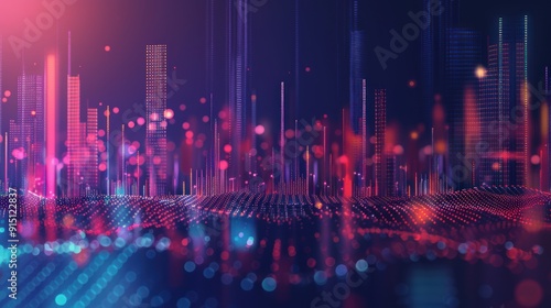 Abstract Cityscape with Digital Particles