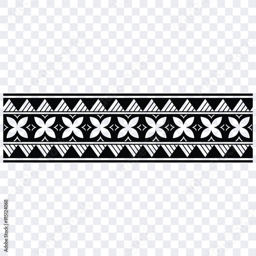 Polynesian tattoo tribal band design. Samoan tattoo tribal border. Decorative seamless pattern.