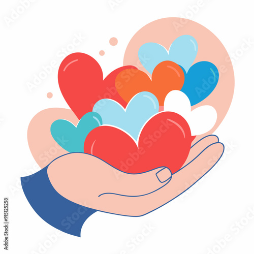 A handful of hearts in a baby art vector illustration