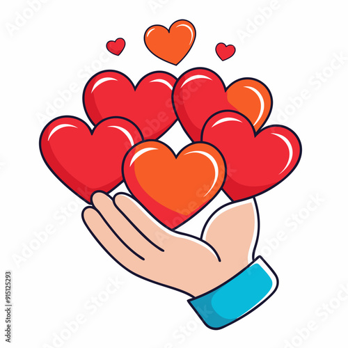 A handful of hearts in a baby art vector illustration
