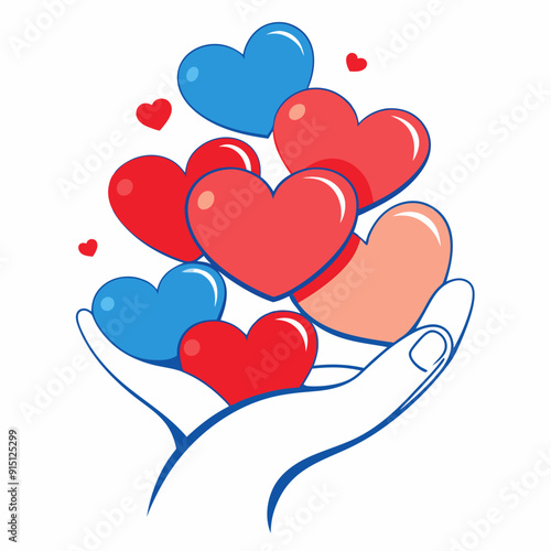 A handful of hearts in a baby art vector illustration