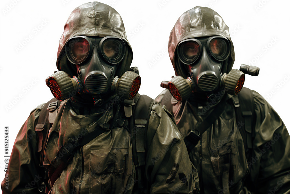 Soldiers in gas masks
