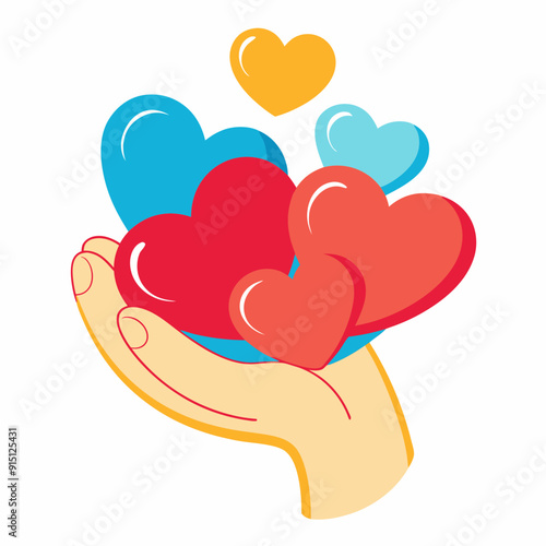A handful of hearts in a baby art vector illustration