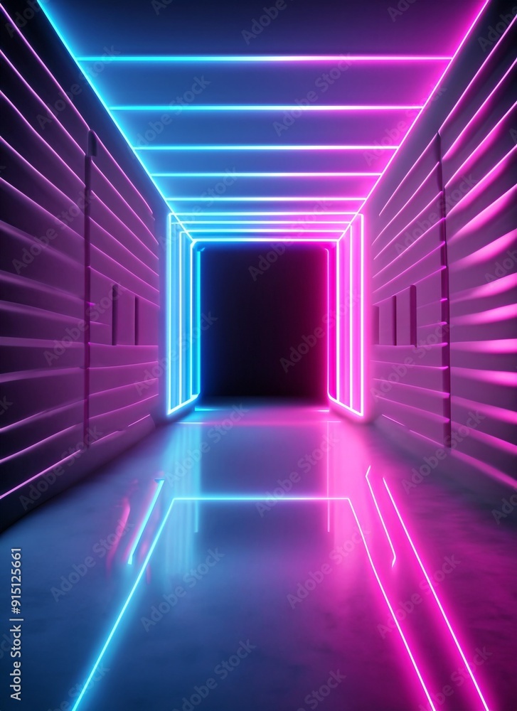 3d render, abstract neon background, floor reflection, pink blue glowing lines, ultraviolet light 3d render, abstract neon background, floor reflection, pink blue glowing lines, ultraviolet light