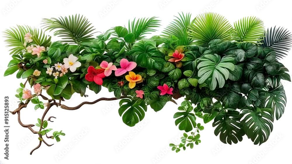 A captivating arrangement showcases various tropical plants and colorful flowers, highlighting nature's beauty and diversity in a stunning display A captivating arrangement showcases various tropical plants and colorful flowers, highlighting nature's beauty and diversity in a stunning display