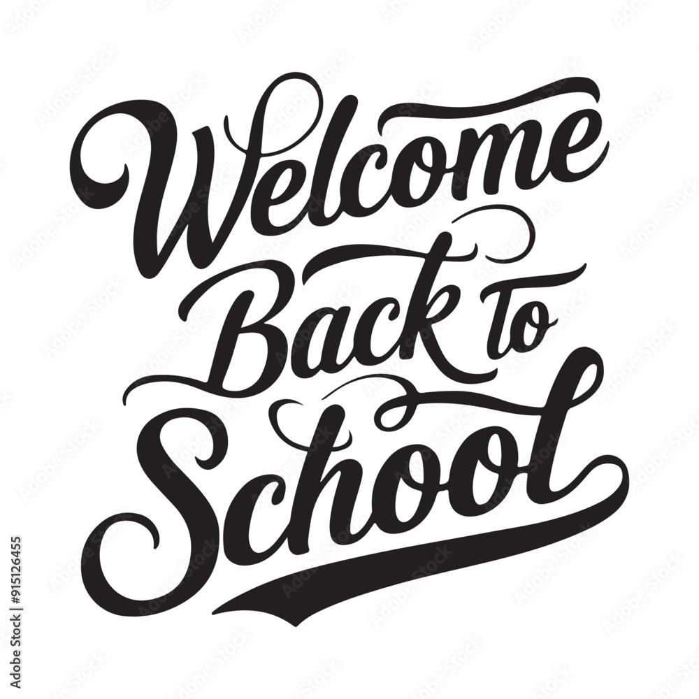 Welcome Back to School Calligraphic Typography Lettering Vector Art Design Template. Creative for T-shirts, Greeting cards, Gift posters, banners, etc. Welcome Back to School Calligraphic Typography Lettering Vector Art Design Template. Creative for T-shirts, Greeting cards, Gift posters, banners, etc.