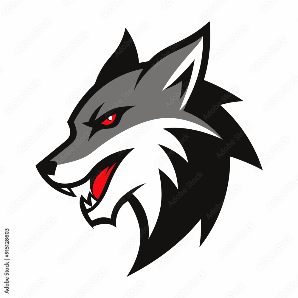 A head of angry wolf art vector illustration