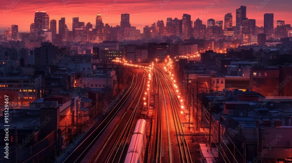 Fototapeta premium Cityscape at Sunset