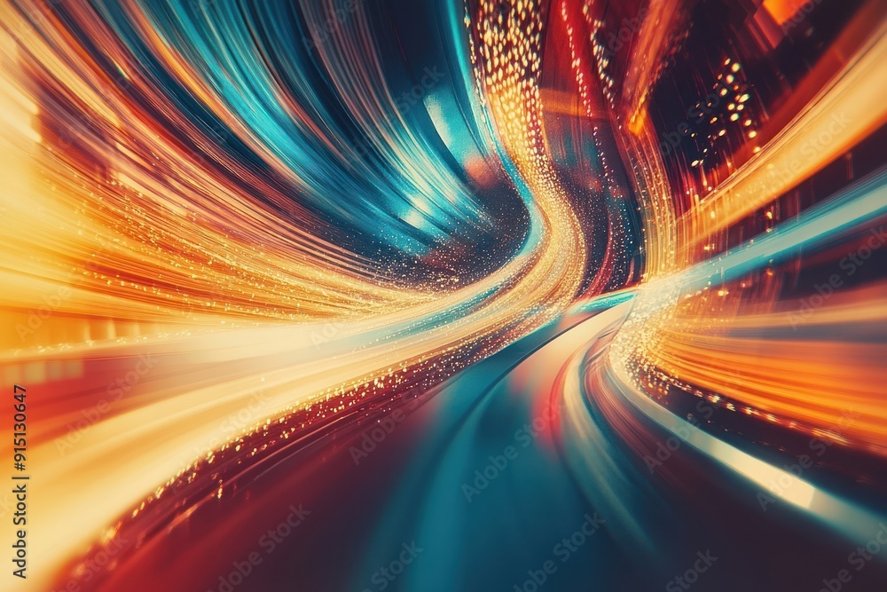 Abstract Representation of Speed and Movement Through a Brightly Lit Tunnel Abstract Representation of Speed and Movement Through a Brightly Lit Tunnel