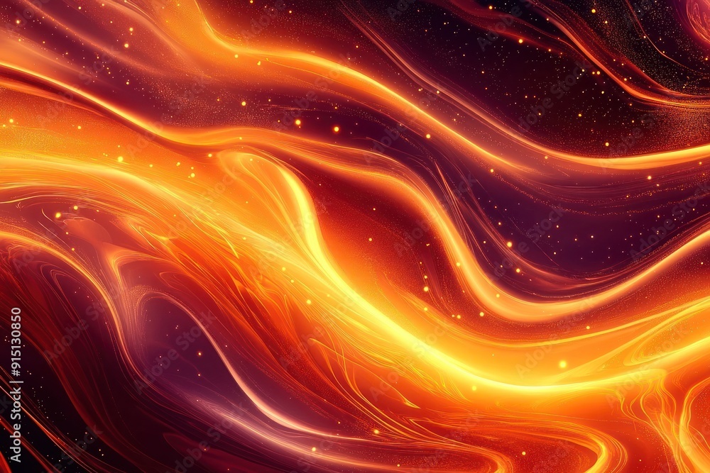 Abstract Wavy Orange and Yellow Pattern with Glowing Spots Abstract Wavy Orange and Yellow Pattern with Glowing Spots