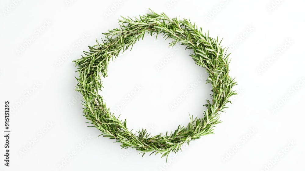 Rosemary Sprigs Forming a Circle on a White Background Rosemary Sprigs Forming a Circle on a White Background