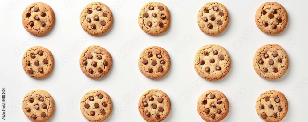 Obraz premium Freshly baked cookies, white background, homemade treats