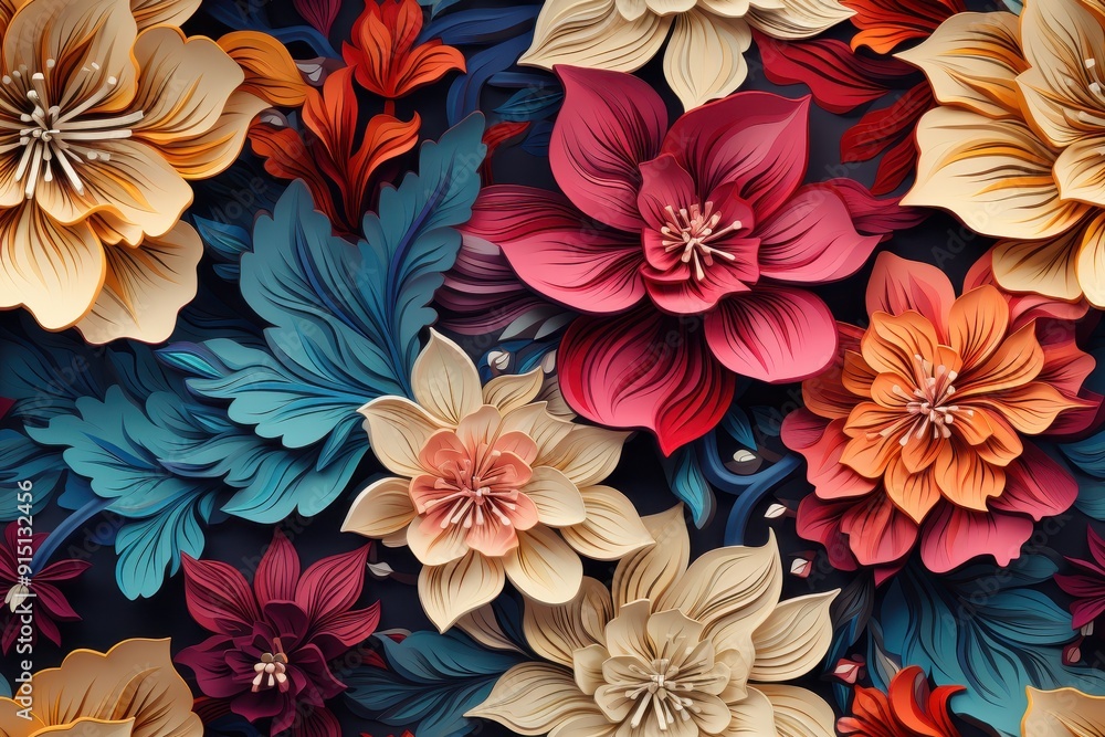 3D Paper Flowers Illustration 3D Paper Flowers Illustration