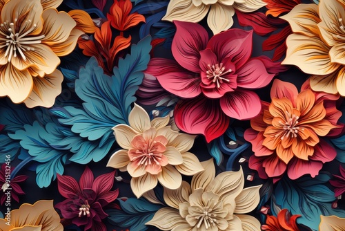 3D Paper Flowers Illustration