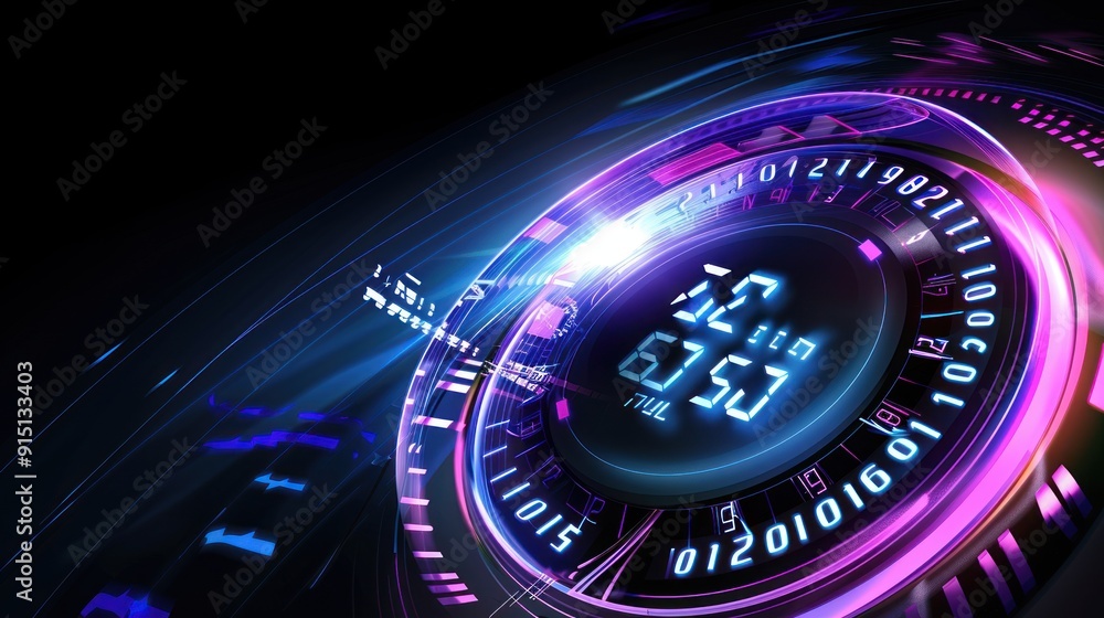 Futuristic Digital Countdown Clock Interface Futuristic Digital Countdown Clock Interface