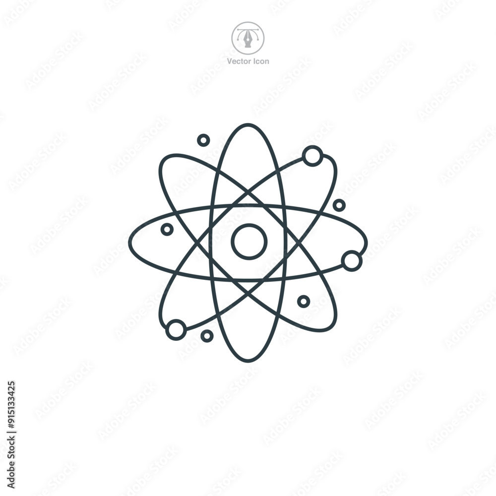 Atom icon symbol vector illustration isolated on white background Atom icon symbol vector illustration isolated on white background